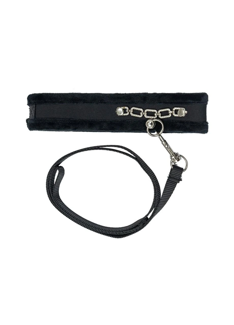 Ошейник с поводком Punishment - Crystal & Leash - Black Collar (337171728)