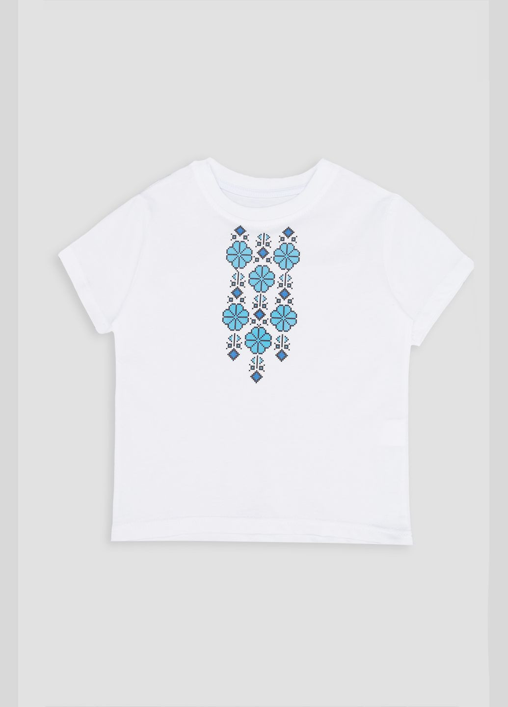 Белая вышиванка с коротким рукавом для девочки цвет белый цб-00251115 трикотаж (293940649)