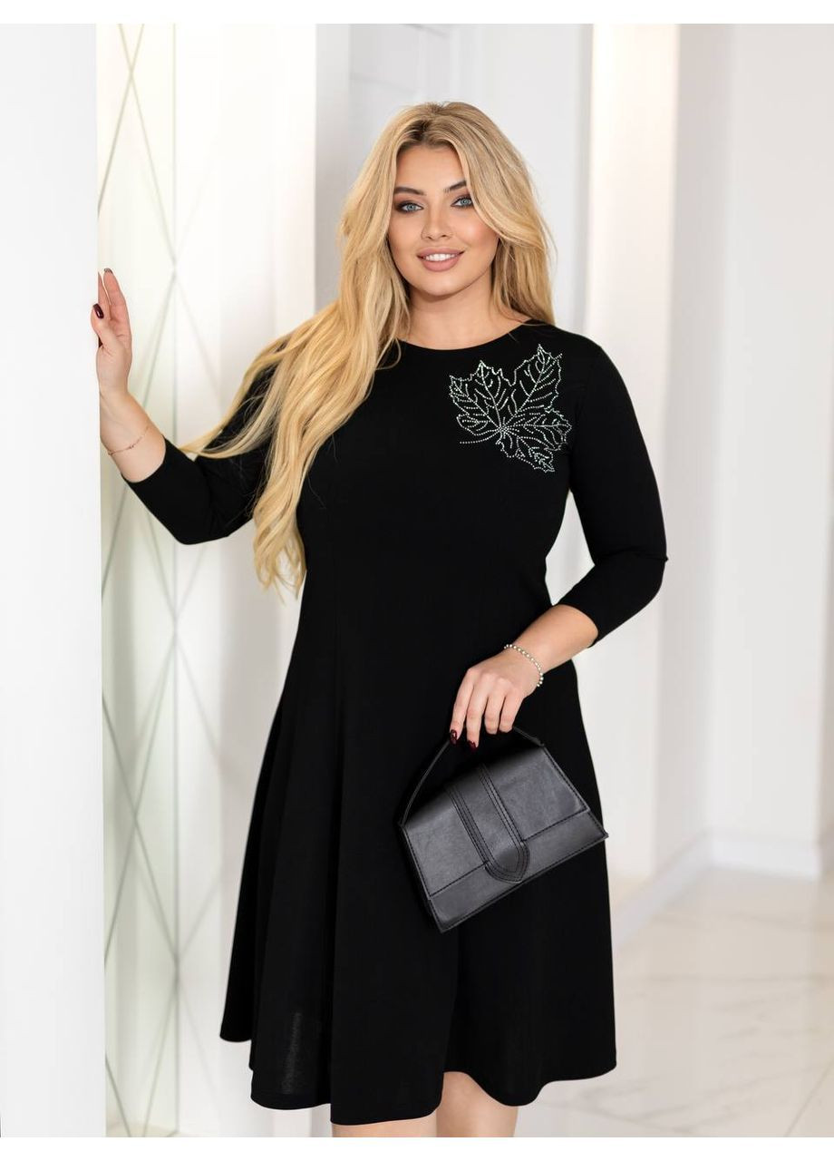 Чорна святковий, повсякденний, ділова, кежуал жіноча сукня з аплікацією а-силует Style Point однотонна