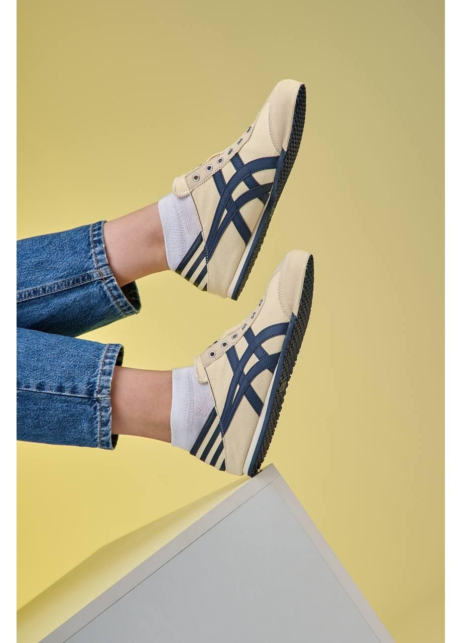 Бежевые демисезонные кроссовки мужские asics onitsuka tiger mexico 66 slip on paraty cream navy асикс онитцука тайгер No Brand