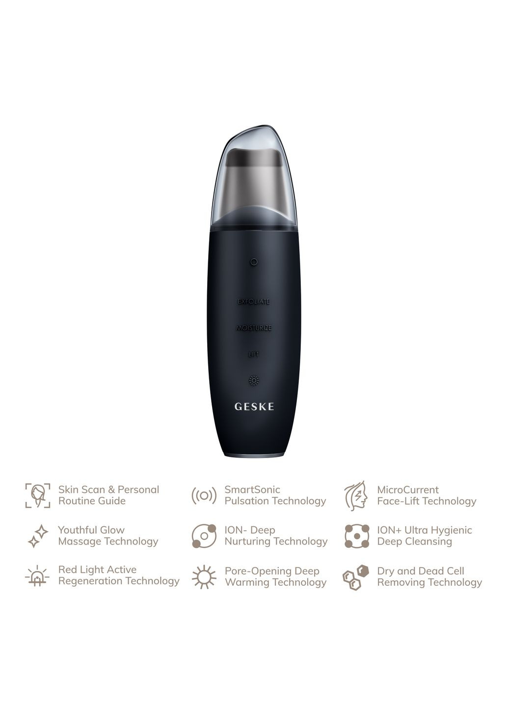 Микротоковый скраббер для кожи и устранение черных точек MicroCurrent Skin Scrubber&Blackhead Remover 9в1 black GESKE (341526250)