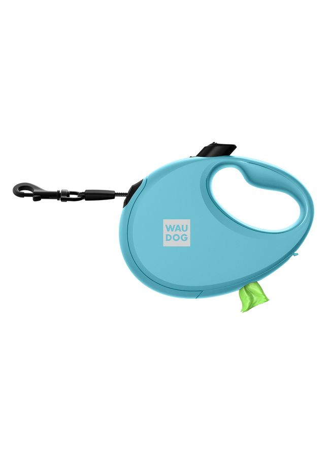 Повідець-рулетка для собак R-leash з контейнером для пакетів, світловідбивна стрічка,, до 40 кг, 5 м, блакитний WAUDOG (323487159)