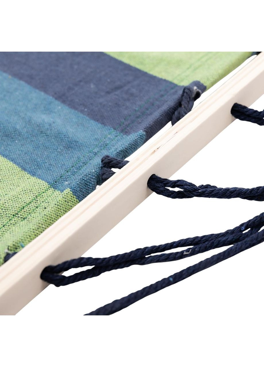 Гамак подвесной тканевый с перекладиной до 120 кг 174х80 см для туризма, рыбалки и сада Синий с зеленым LUGI (362455887)