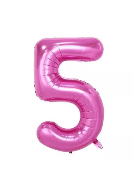 Шарик цифра 5 фольгированная 32 дюйма розовый Jannet кулька (333682347)