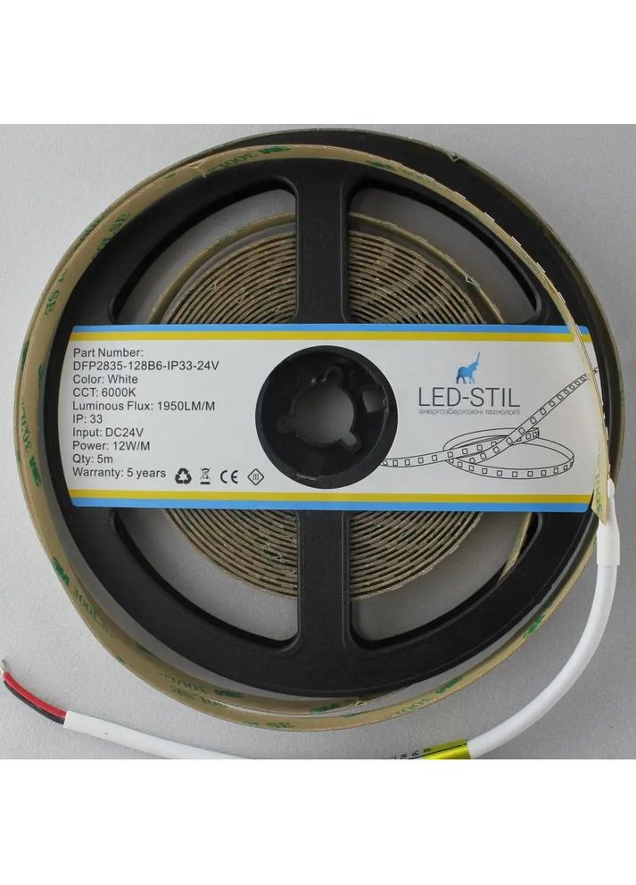 LED стрічка 6000K, 12 W, 2835, 128 шт, IP33, 24V, 1950LM Led-Stil (371777577)