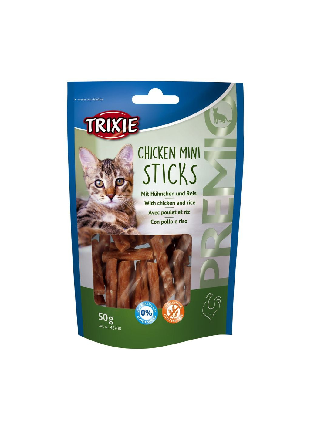 Ласощі для кішок 42708 Premio Mini Sticks курка/рис 50 г (4011905427089) Trixie (279563153)