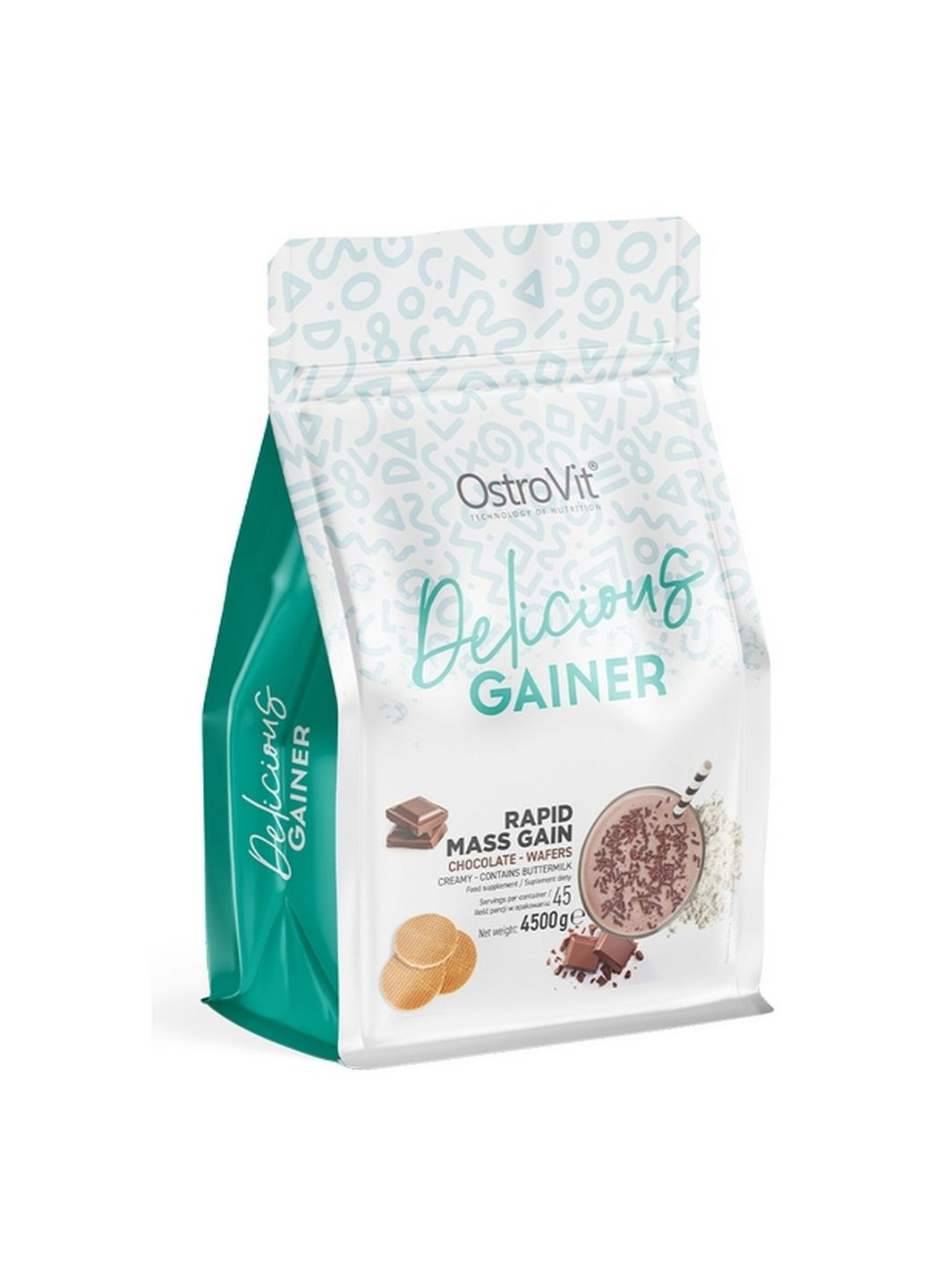 Гейнер Delicious Gainer, 4.5 кг Шоколадные вафли Ostrovit (293418855)