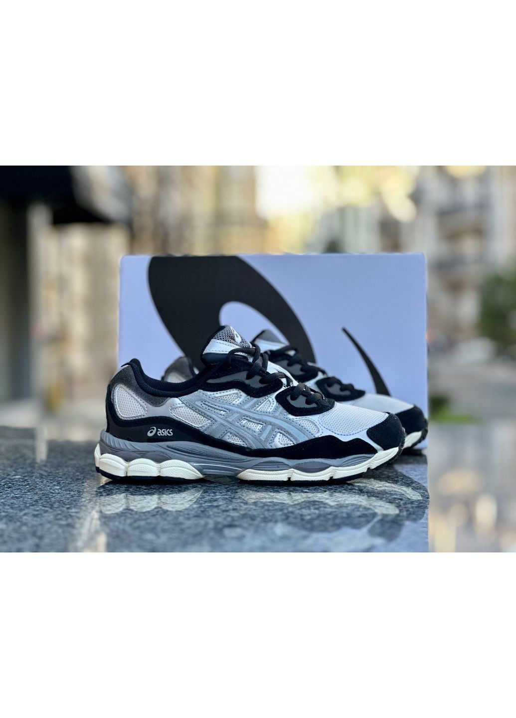 Серые демисезонные кроссовки мужские asics gel nyc 1090 white black grey асикс гель нюк No Brand