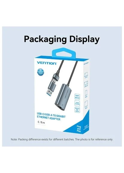 Переходник USB 3.1 Type-C/USB-A --> Ethernet RJ45 1000Mb Aluminum Alloy Type Vention (397096612)