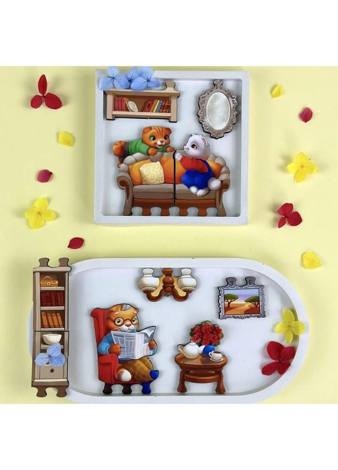 Деревянный пазл-вкладыш "Кошачий летний домик" (ПСД272) PSD272 Ubumblebees (372494768)