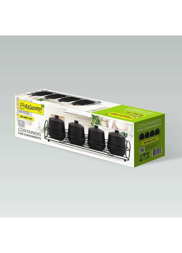 Набор для специй MR-20001-04-CS-Black 5 предметов 200 мл черный Maestro (335583268)