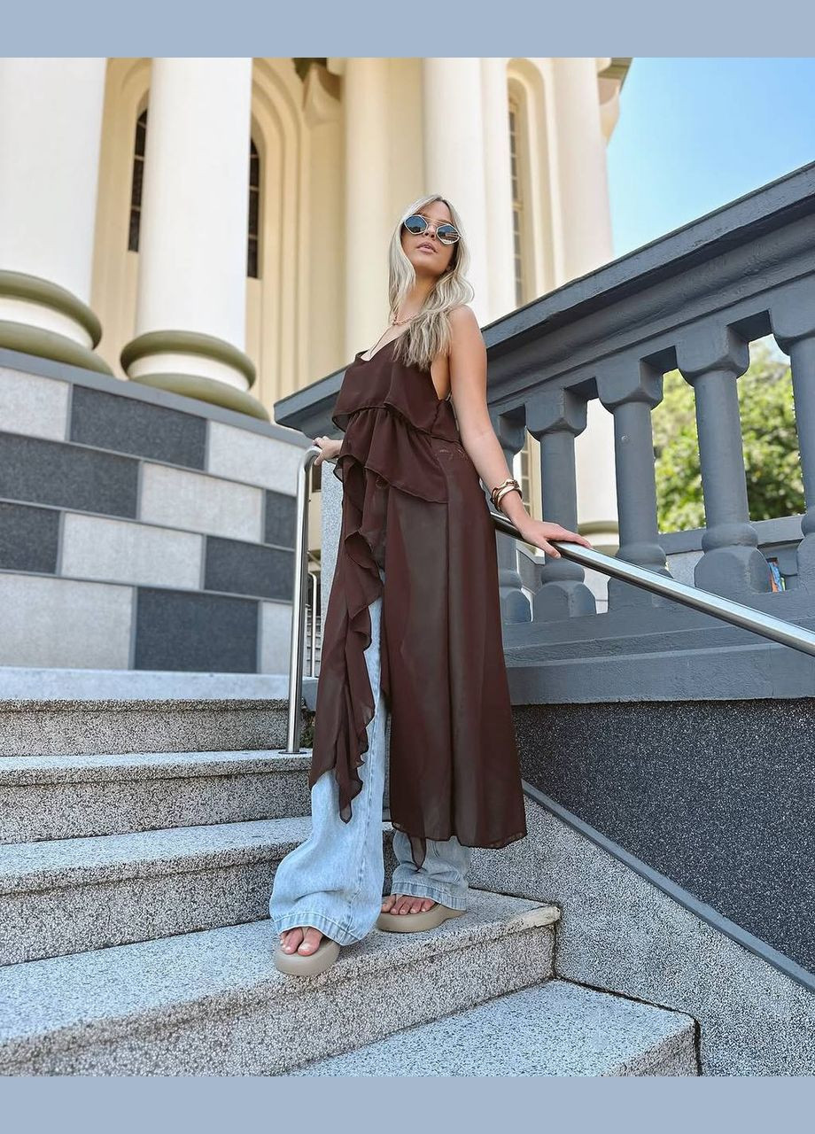 Коричневая женская блузка No Brand