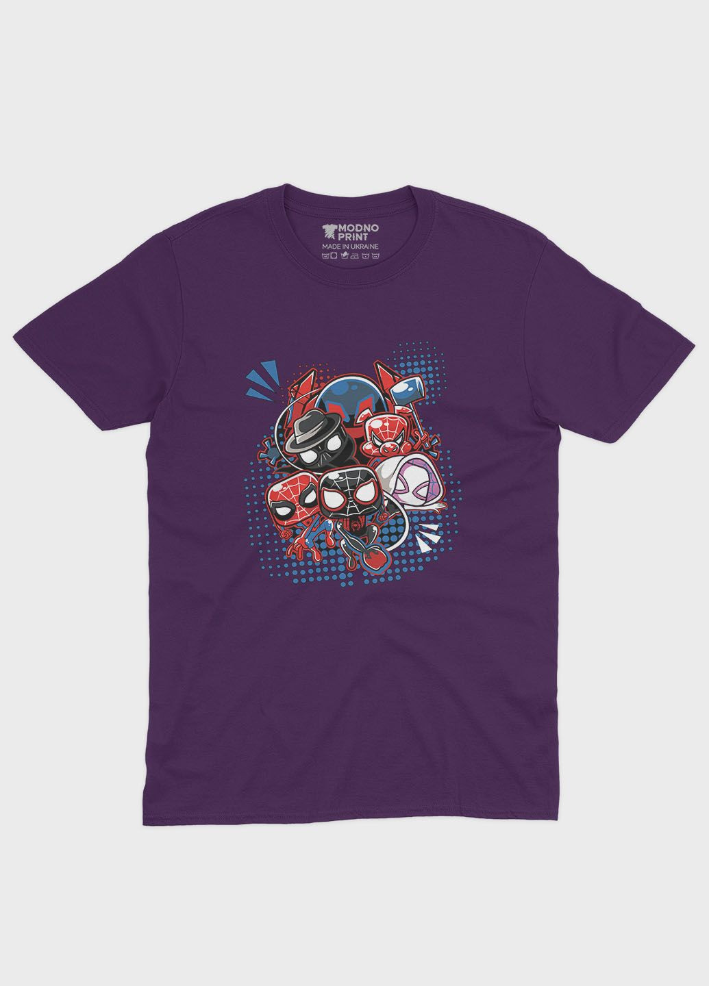 Фиолетовая демисезонная футболка для мальчика с принтом супергероя - человек-паук (ts001-1-dby-006-014-023-b) Modno