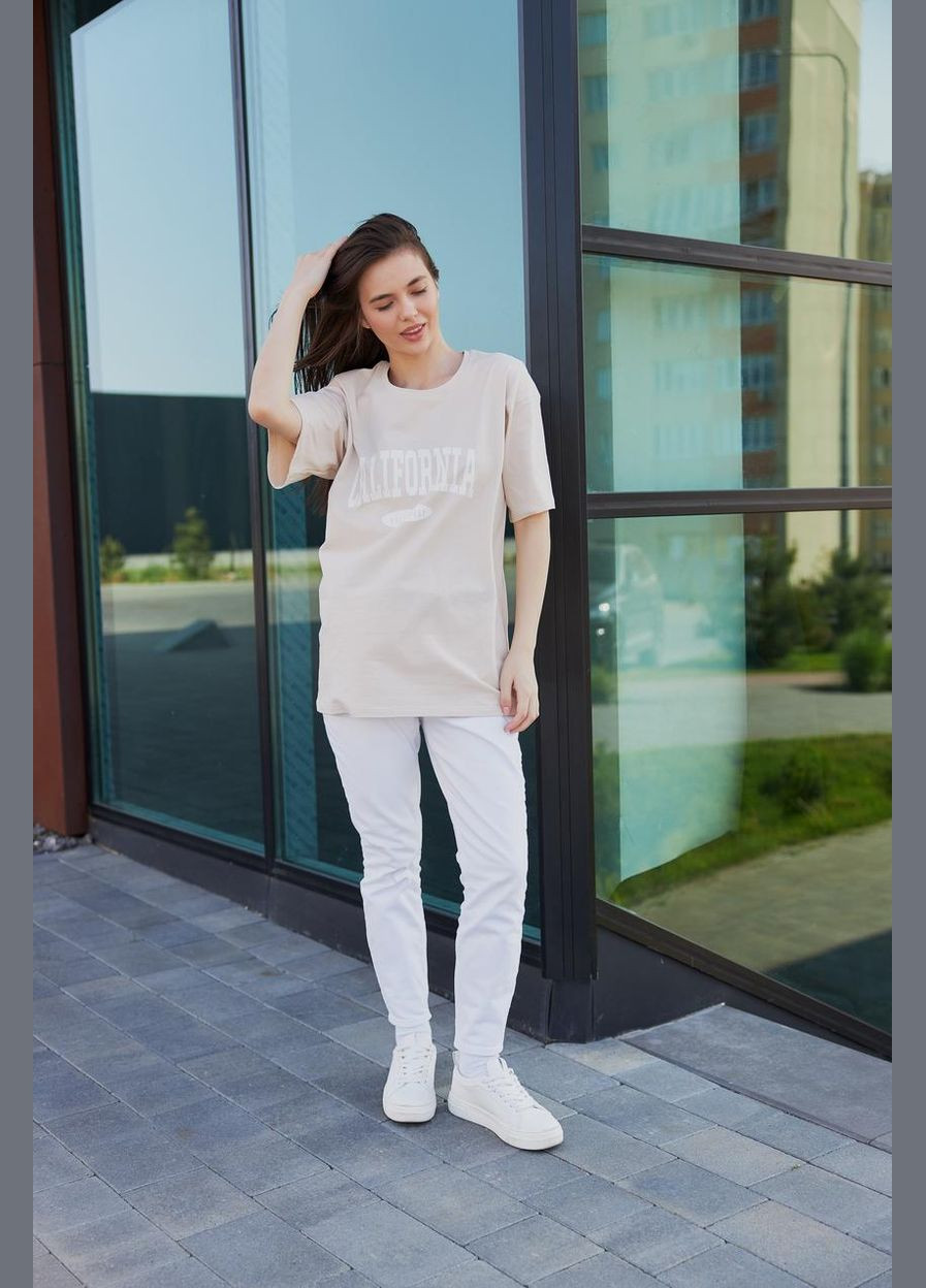 Футболка жіноча oversize "California" бежева (М130.6) UMON - (324796319)