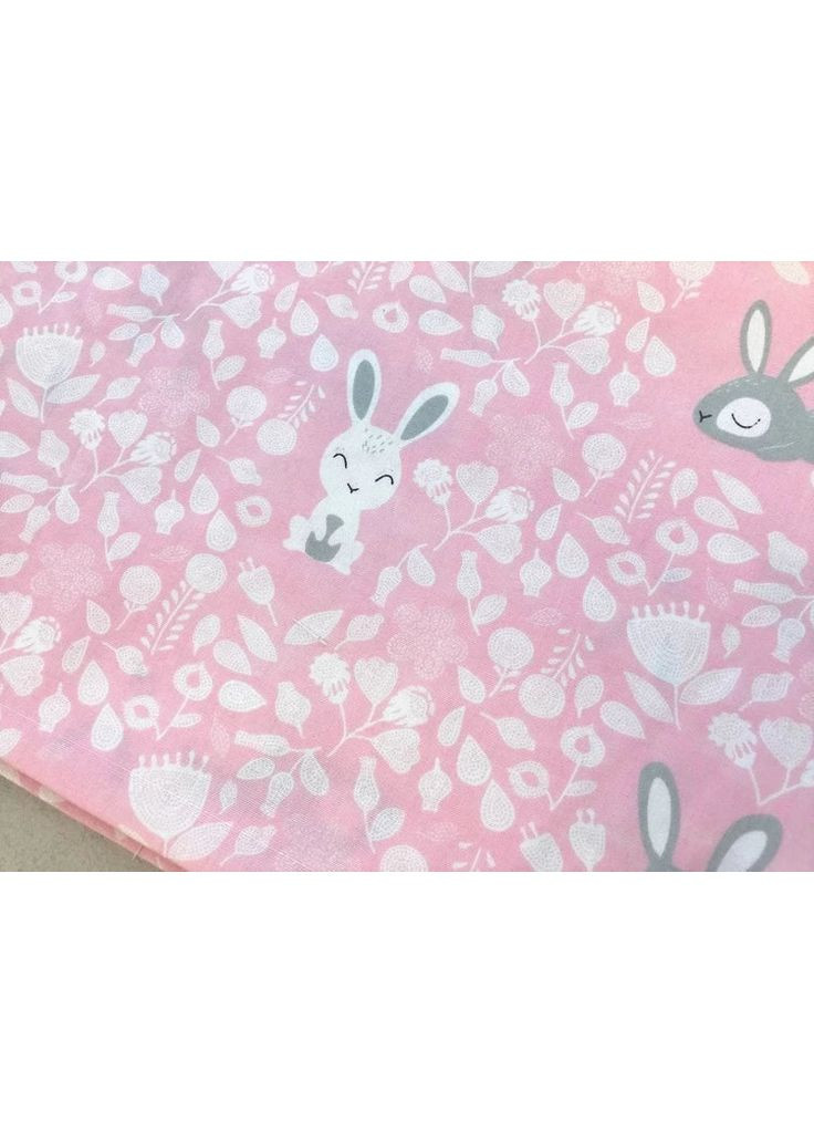 Бавовняна пелюшка 100*80см "Кролики на рожевому" Moontime (366037133)