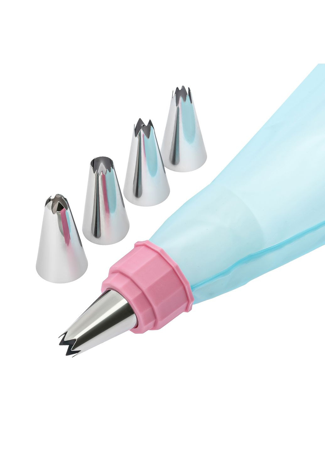 Набір кондитерський з 3 предметів та 5 насадок (шпатель, мішок силіконовий багаторазовий та пензлик) Kitchen Master (292550038)