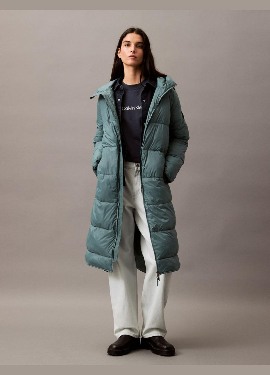 Зеленая зимняя куртка зимняя длинная женская зеленая Calvin Klein