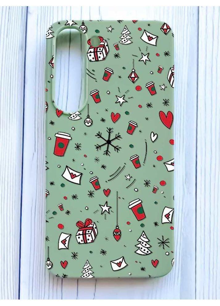 Матовий оливковий чохол на Samsung Galaxy S23 Новорічний фон (принт 182) Creative (362963152)
