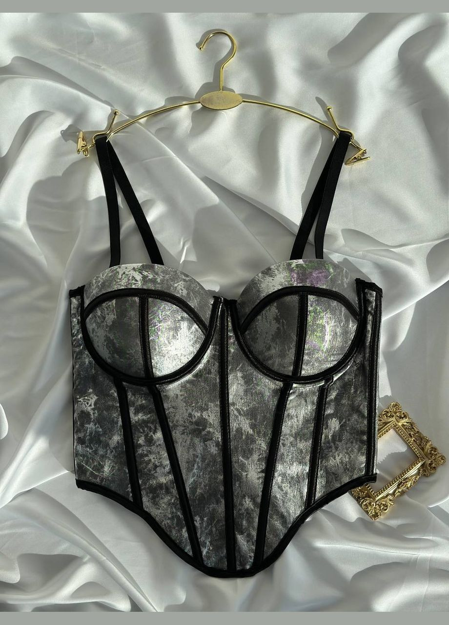 Элегантный женский трендовый корсет бюстье серебристый с серебряным оттенком. No Brand (316232112)