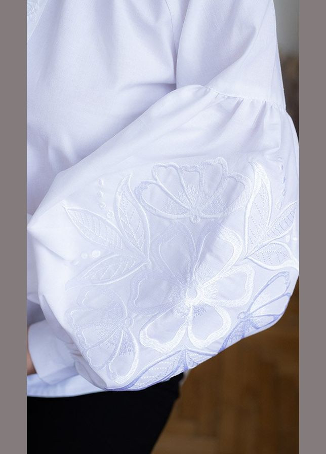 Белая женская вышиванка vishivano4ka 2901 узор цветочный хлопок (330598473)