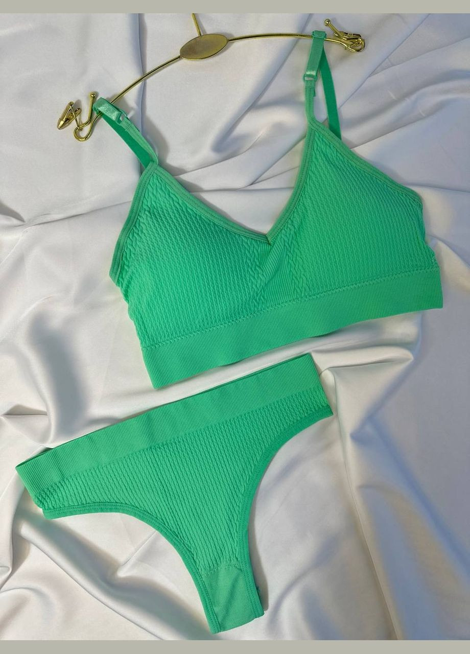 Зелений демісезонний базовий жіночий комплект білизни No Brand