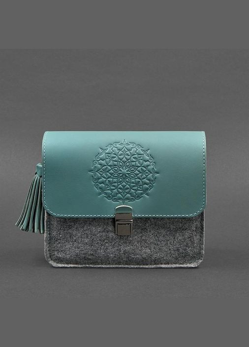 Фетрова жіноча бохо-сумка Лілу з шкіряними бірюзовими вставками (A-026366) BlankNote кросс-боди (327874110)