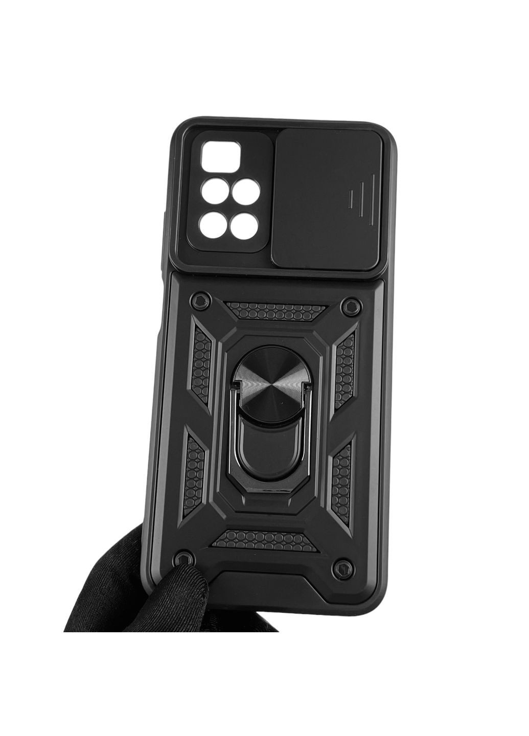 Чехол для Redmi 10 (2022) бронированный с кольцом со шторкой на сяоми редми 10 2022 чёрный rg1 Xiaomi (366020488)