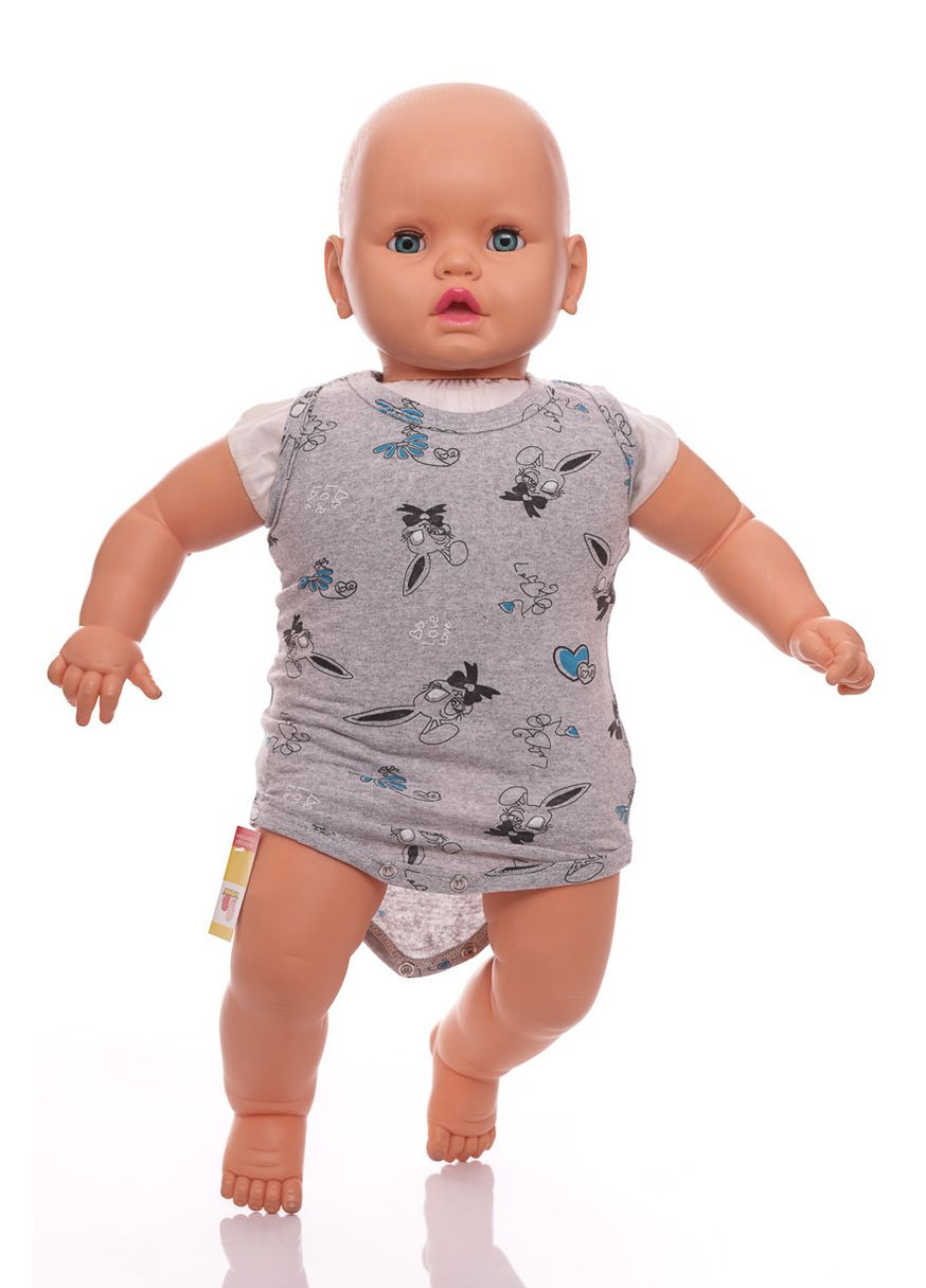 Боді майка кулір для хлопчика сірий Зайчик 80 см (50074) BABYKROHA (297197399)