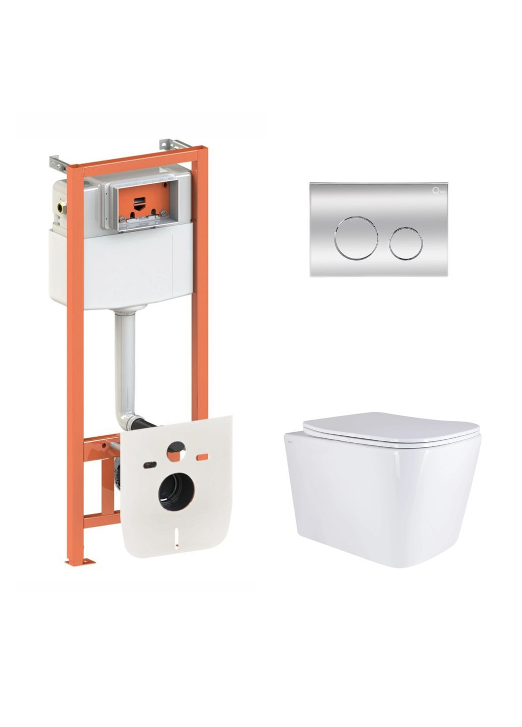 Готовое решение для ванной комнаты: подвесной унитаз Tern 525x345x360 + комплект инсталляции Nest 4 в 1 (круглая клавиша Chrome) Qtap QT17332303AW47508 (337514759)