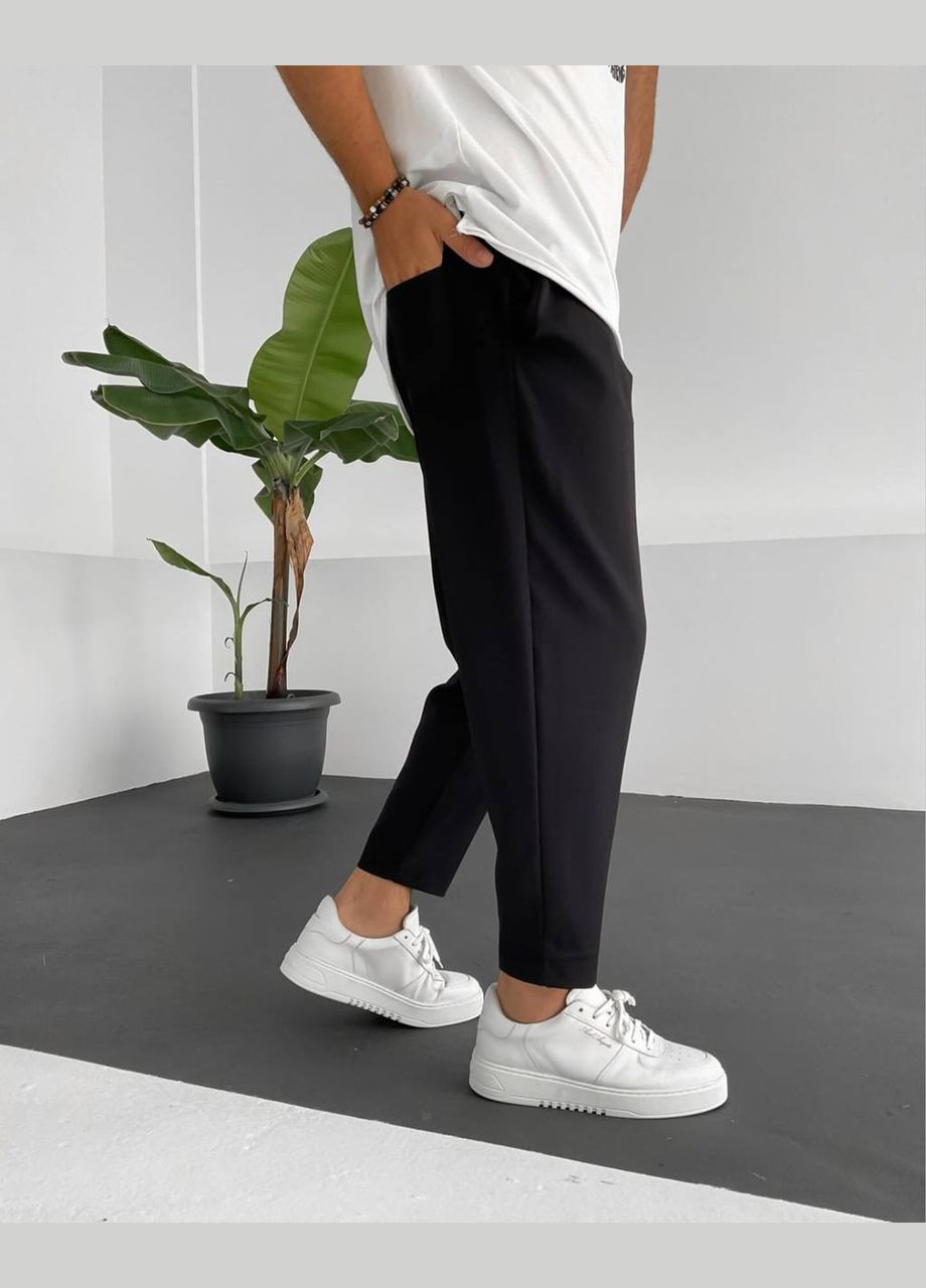 Стильні чоловічі демісезонні спортивні штани чорні No Brand (302089842)