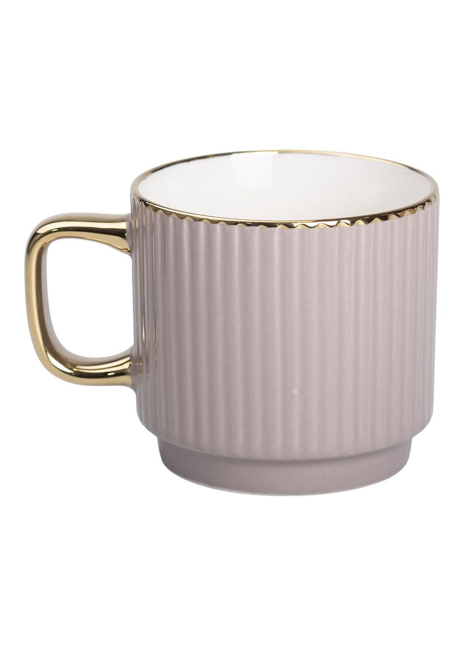Чашка керамічна із золотим обідком і золотою ручкою 300 (мл) Кремова RX-N231129CR (A-033432) Liling Rongxiang Ceramic (358933700)