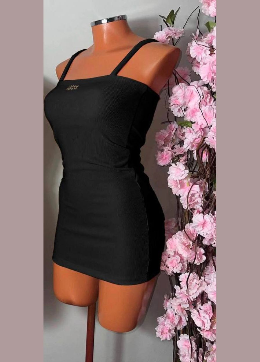 Чорна повсякденний жіноча сукня міні на бретельках Avanti однотонна