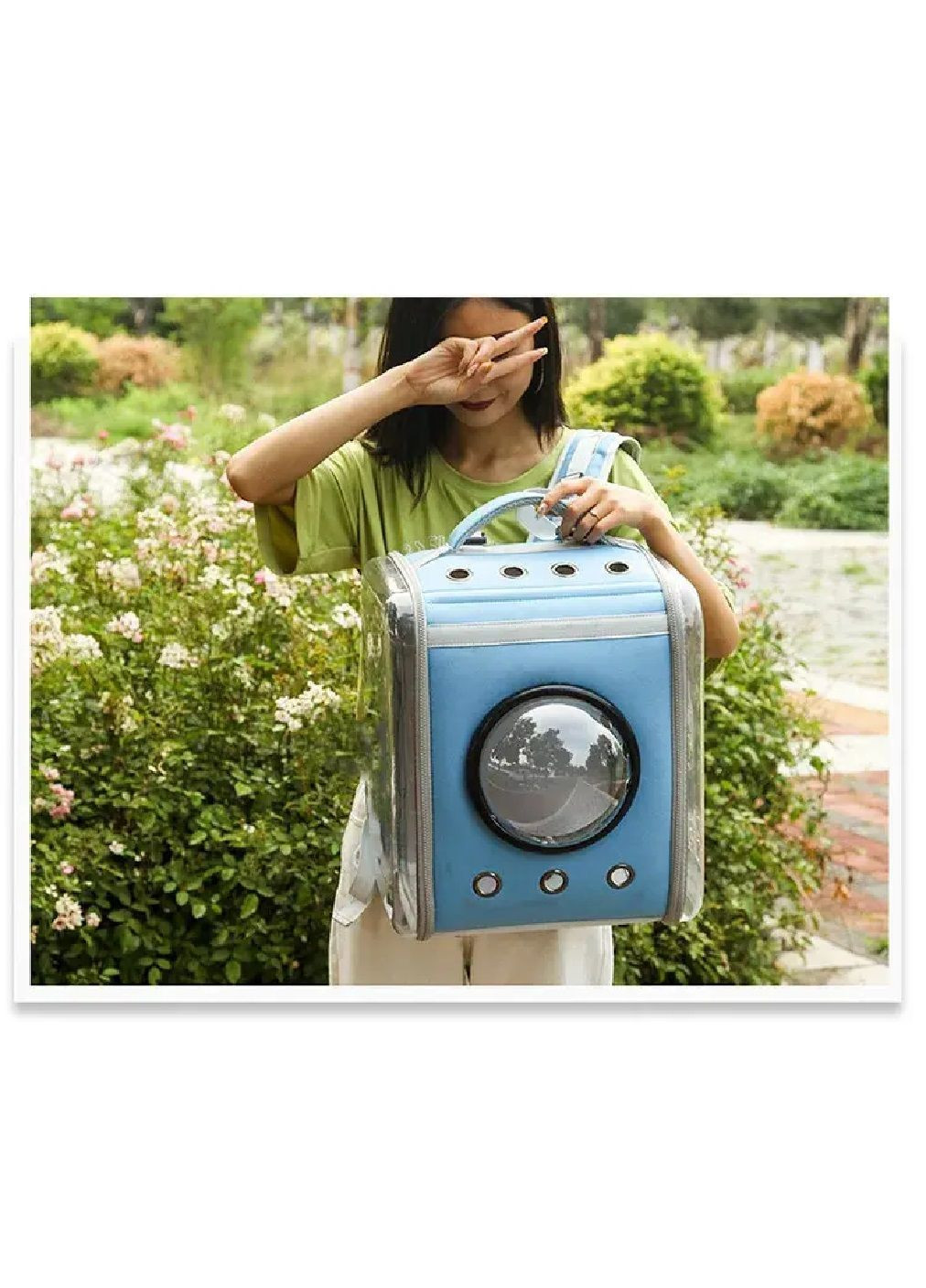 Рюкзак переноска для транспортировки животных кошек собак с прозрачными стенками вентиляцией 39x30x30 см (477234-Prob) Голубой Unbranded (295898145)