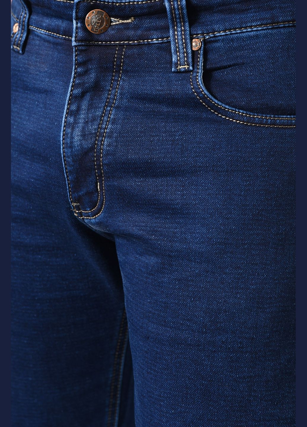 Синие демисезонные прямые джинсы мужские полубатальные синего цвета Let's Shop