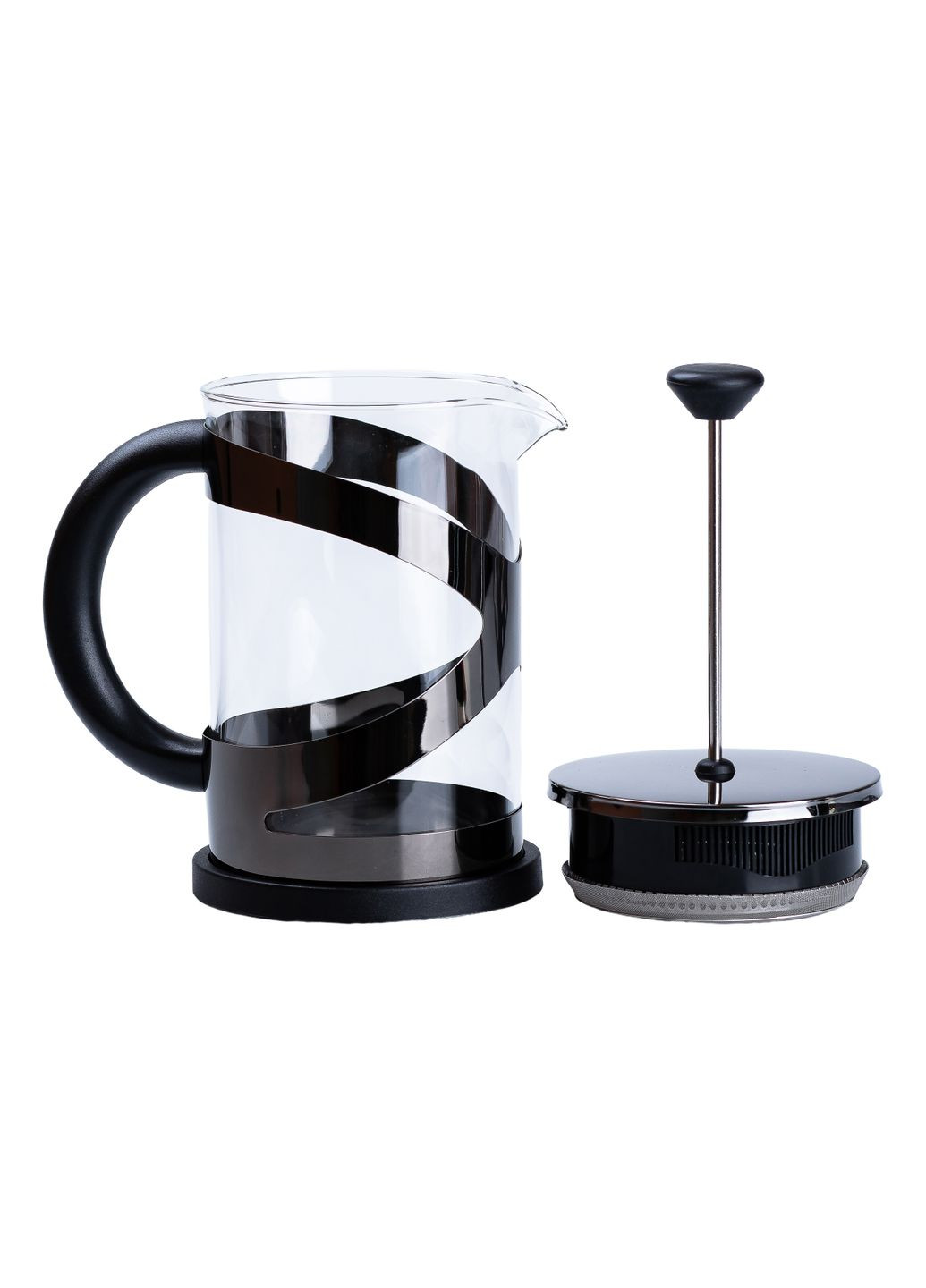 Френч-прес чайник скляний Haus Roland 800 мл з фільтром, чорний TS Kitchen HP33540B No Brand (360977779)