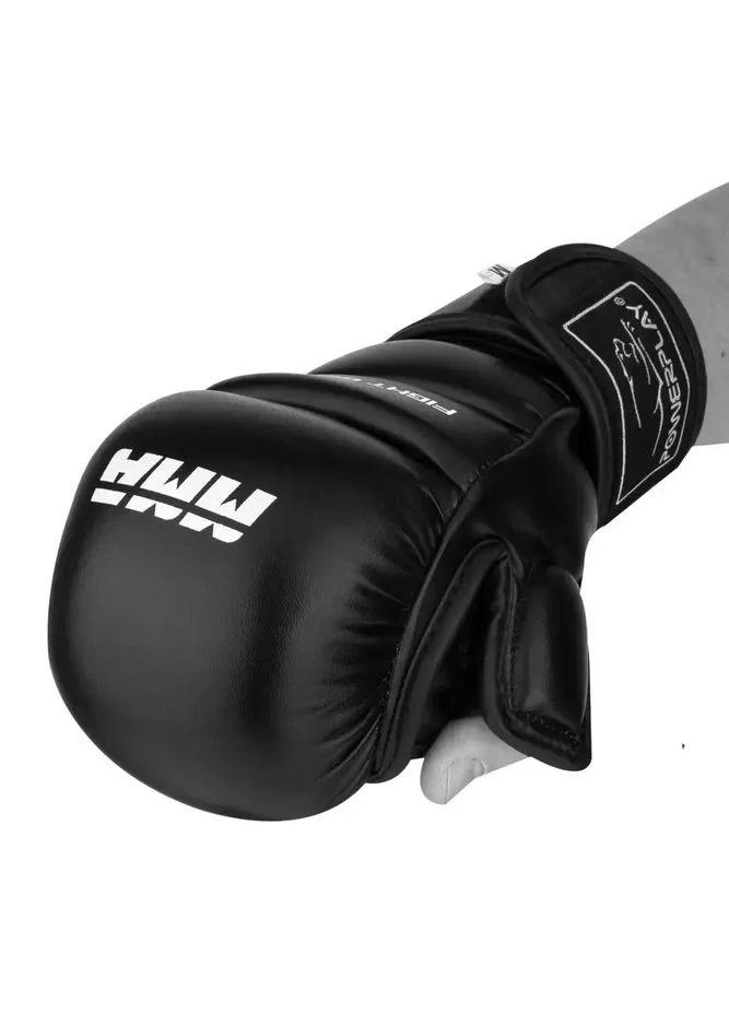 Рукавиці для MMA штучна шкіра чорні PowerPlay (384188674)