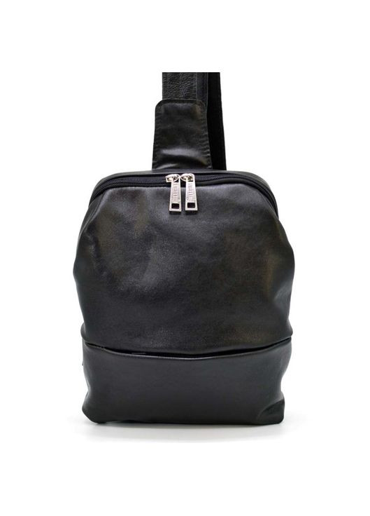 Чоловічий рюкзак-слінг з натуральної шкіри з одним відділенням чорний TARWA (302315082)