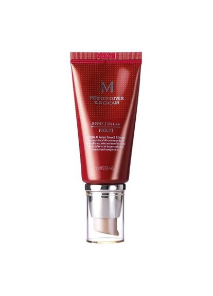 ВВ-крем для обличчя — M Perfect Cover BB Cream SPF42/PA+++ — No.21 Lightr Beige — 50ml MISSHA (370389525)