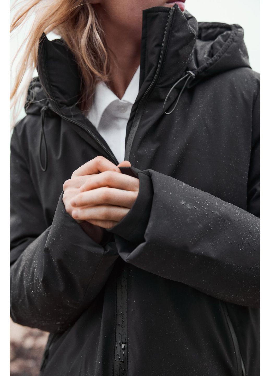 Чорна демісезонна стильна водостійка утеплена вітровка куртка xxl Zara водостійка анорак