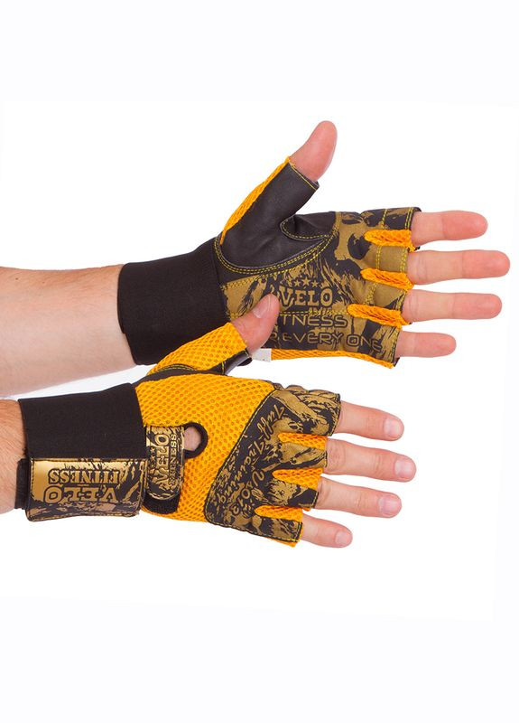 Перчатки для тяжелой атлетики VL-3224 Оранжево-черный (07241008) Velo (323022248)