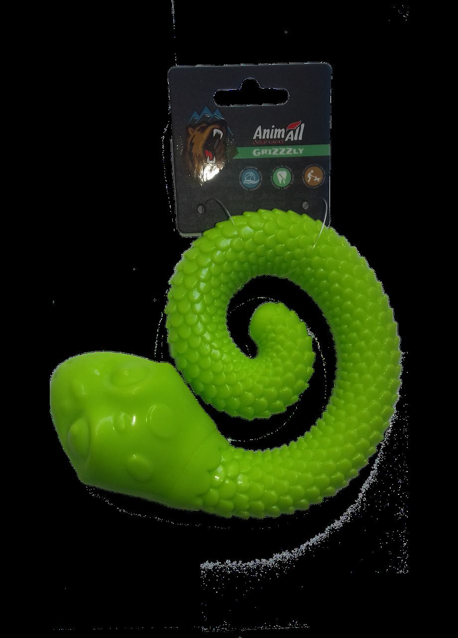 Игрушка GrizZzly змейка зелёный d15см AnimAll (278308121)