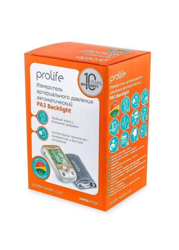 Тонометр PA3 Backlight AFIB автоматический на плечо с адаптером гарантия 10 лет Prolife (296785556)