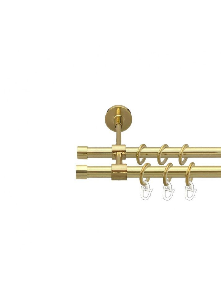 Карниз Заглушка металлический двухрядный закрытый гладкая труба Золото 16\16 мм 300 см (00-00014514) ORVIT (300281863)