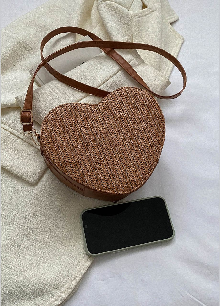 Жіноча сумка 8270 крос-боді Серце коричнева No Brand (303323035)