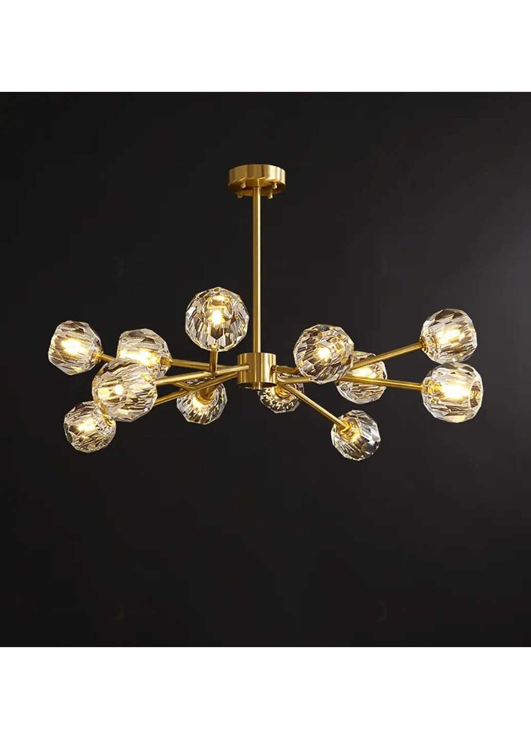 Світлодіодна кришталева люстра Фарби 8613 (Золотиста) на 12 плафонів No Brand (331639757)
