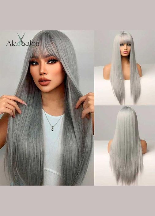 Парик ровный аниме с длинной челкой "Пепельный" - 70см No Brand (322400044)