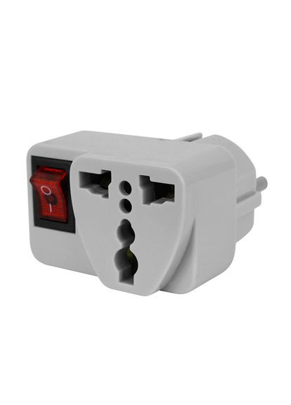 Переходник с US UK AU на EU вилку с выключателем, универсальный, 107214 No Brand (372492723)