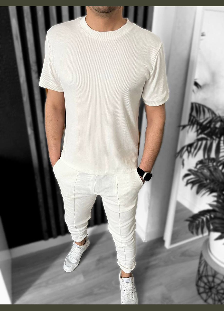 Молочний літній чоловічі костюм брючний FINO Mode