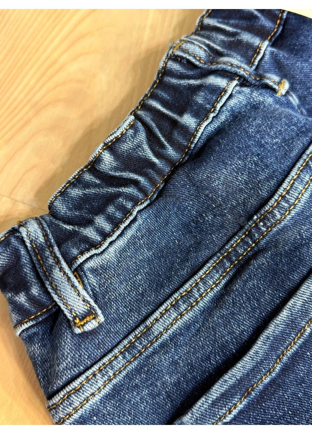 Джинси жіночі 8200 палаццо рівні талія на резинці з ременем сині Derun - (348791506)