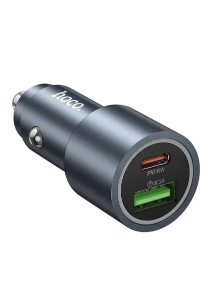 АЗП Z60 Bloom multi-protocol PD30W+QC3.0 48W (1USB-A/1C) + кабель USB to Type-C (Metal gray) 00076858 Hoco (392281427)